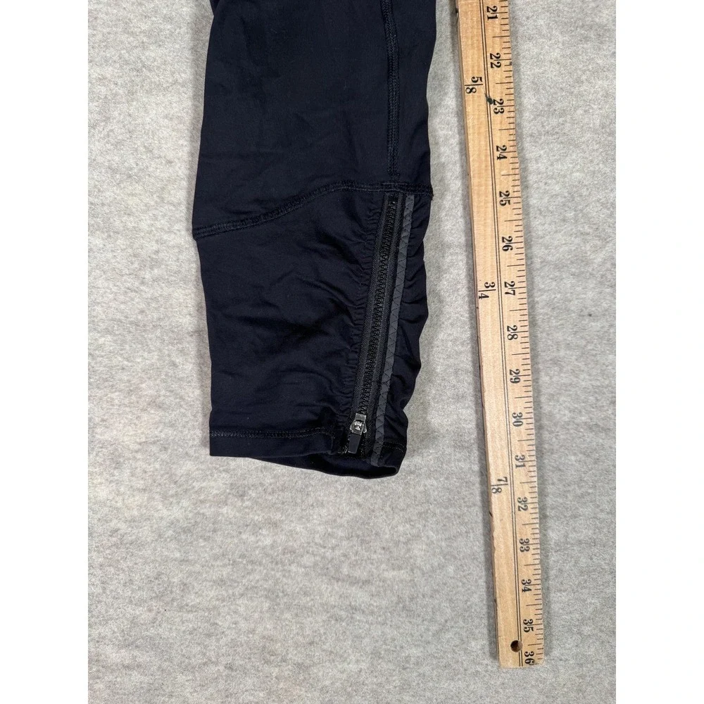Lululemon‎ Leggings Womens 6 Black Capri Ruched Zip Pocket Yoga Athletic Gym